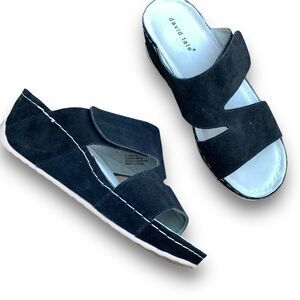 David Tate Laural Black Suede Platform Sandals Shoes Women’s size WW 8